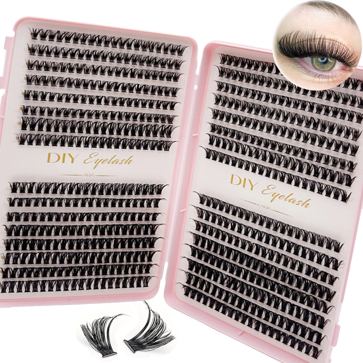 Eyelash Extension Wispy Look - مجموعة الرموش الشخصية سهلة الاستخدام ،