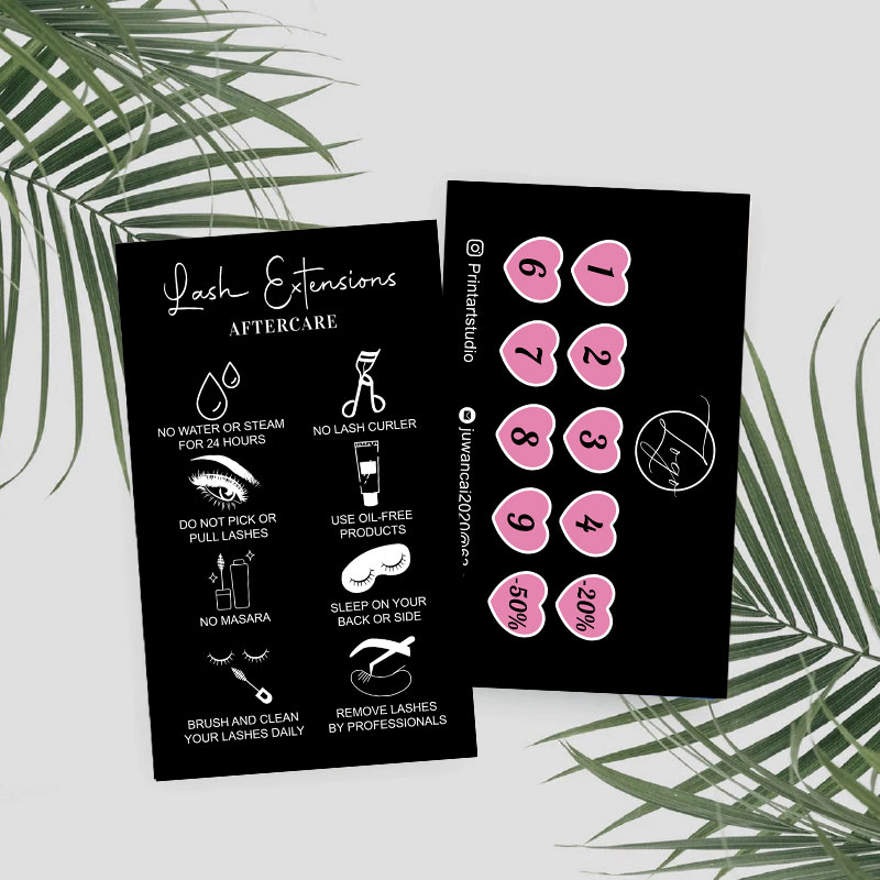 Eyelash Extension Logo Design - بطاقات تعليمات ملحقات الرموش المخصصة، بطاقات