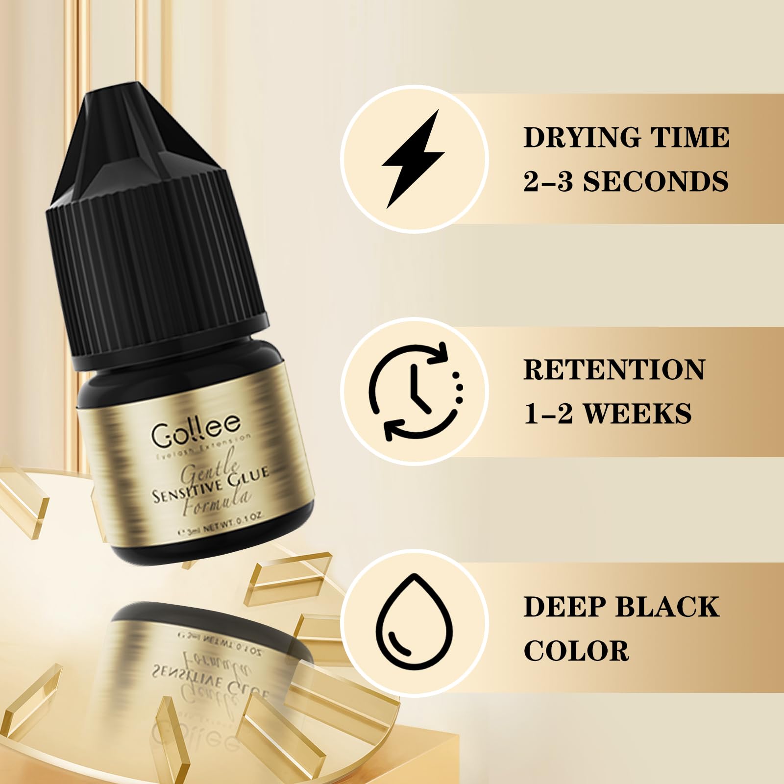 Gollee رمش لاصق متجمع رمش تمدي - مراجعة Eyelash Extension Glue For Sensitive Eyes وسعره